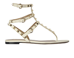 Valentino Rockstud Strappy Sandals, Leather, White, 6, 4*
