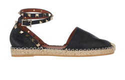 Valentino Rockstud Espadrilles, Leather, Black, UK5, B/DB, 4*