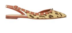 Valentino Leopard Rockstud Dorsay Flats, Canvas, Brown, UK4.5, B/DB, 5*