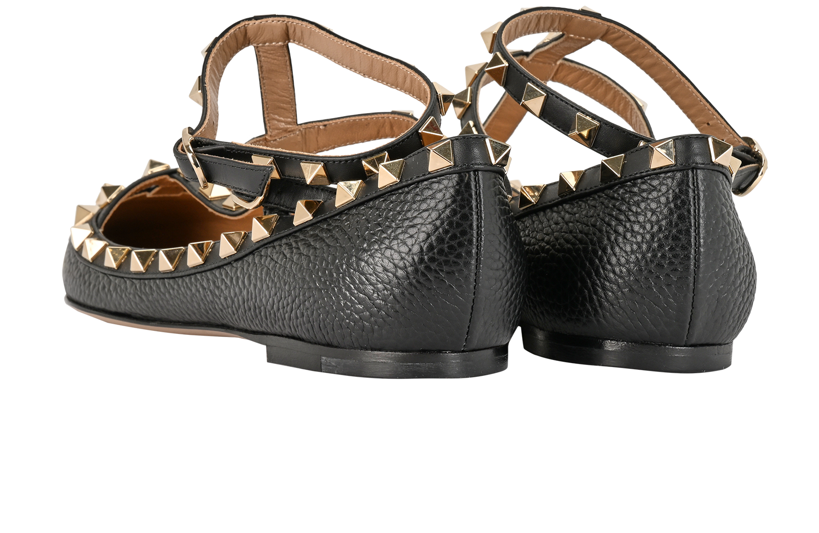 Valentino Rockstud Cage Ballet Flats, &pound;295, Shoes, Black, Leather, Back view