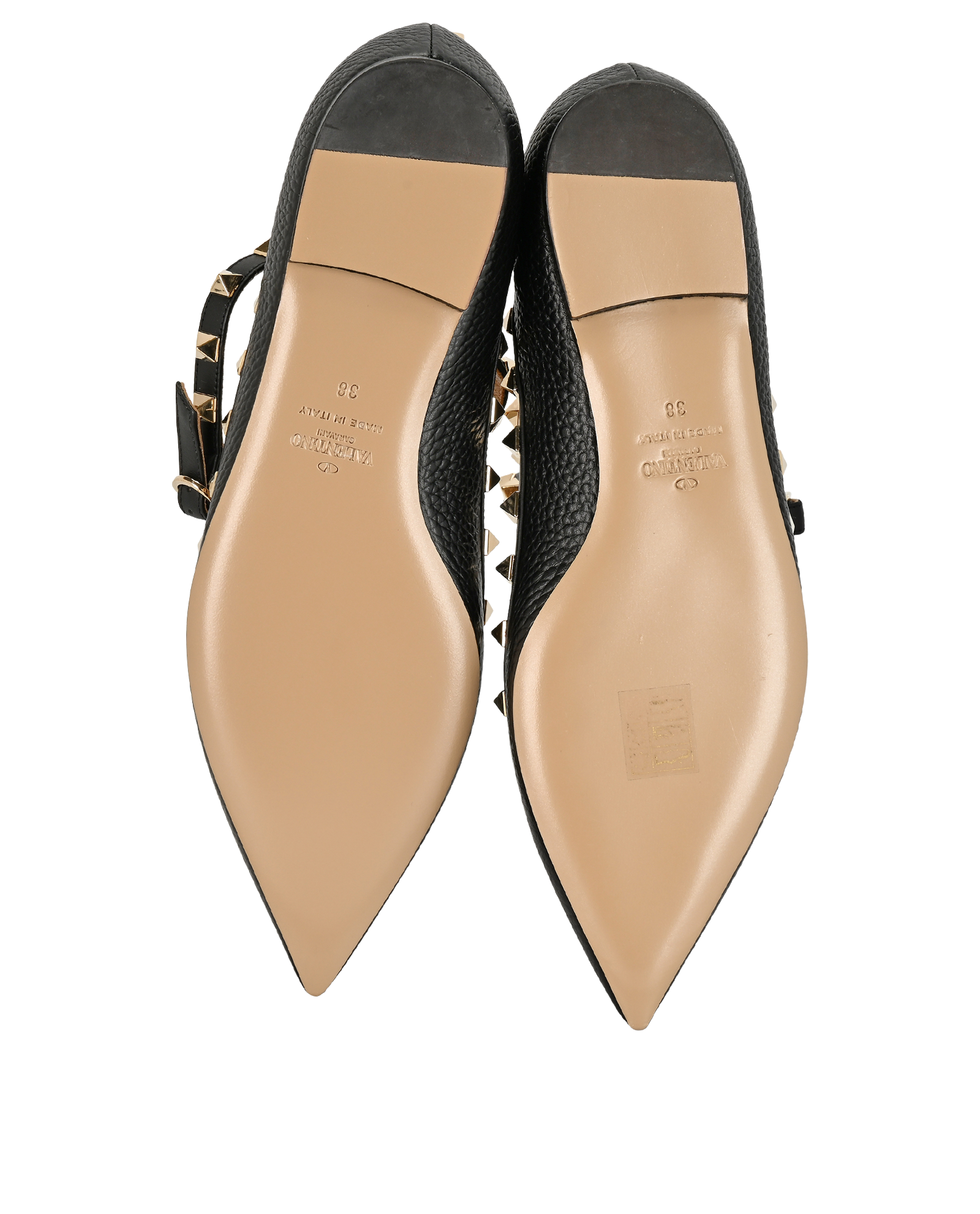 Valentino Rockstud Cage Ballet Flats, &pound;295, Shoes, Black, Leather, Top view