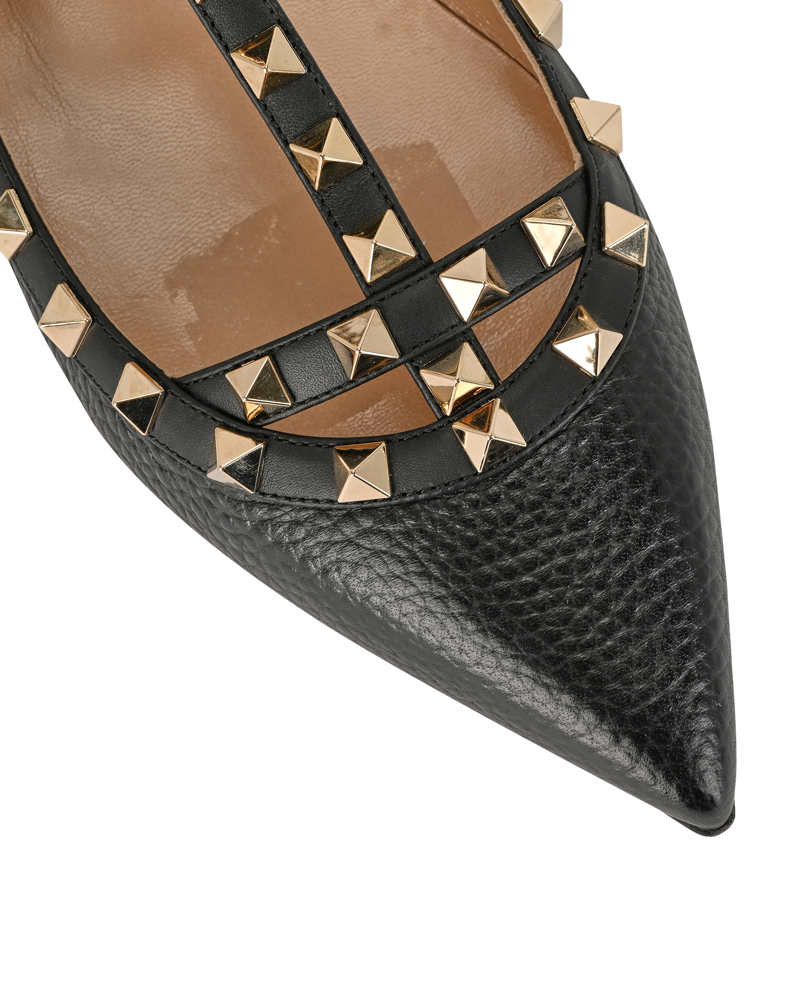 Valentino Rockstud Cage Ballet Flats, &pound;295, Shoes, Black, Leather, Other view