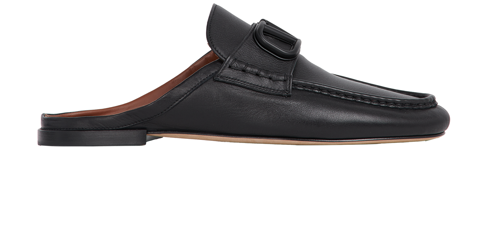 V Logo Leather Quilted Flat Shoes