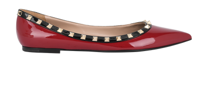 Valentino Rockstud Pointed Toe Ballet Flats, front view