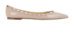 Valentino Rockstud Flats, Patent, Beige, UK7, B, 3*
