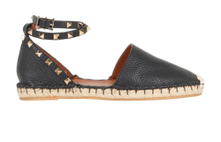 Valentino Rockstud Espadrilles, Leather, Black, UK6, DB, 2*