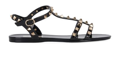 Valentino Rockstud Sandals, &pound;295, Shoes, Black, PVC, Front view