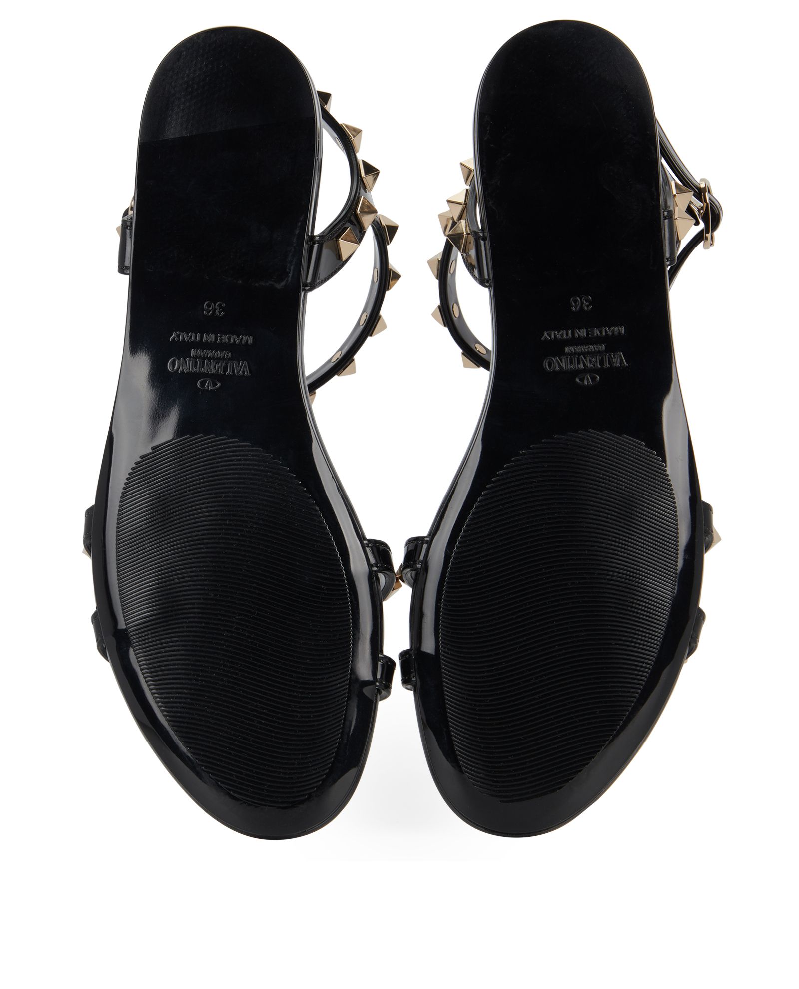 Valentino Rockstud Sandals, &pound;295, Shoes, Black, PVC, Top view
