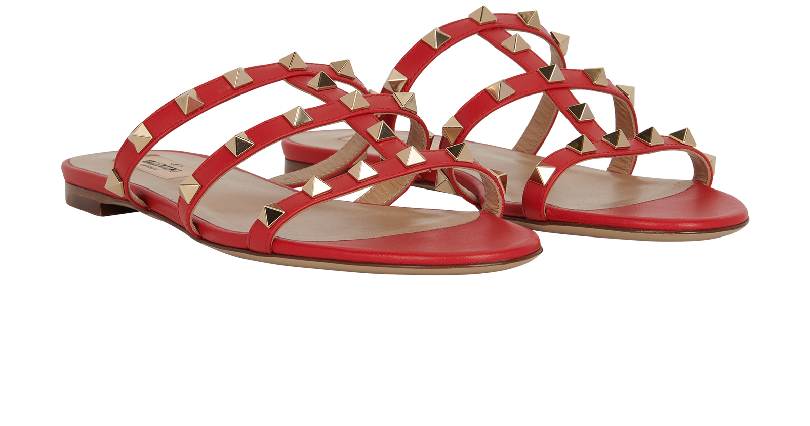 Valentino Rockstud Sandals, &pound;250, Shoes, Red, Leather, Side view
