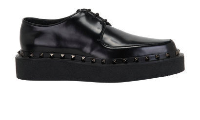 Valentino Rockstud M-Way Derby, &pound;210, Shoes, Black, Leather, Front view