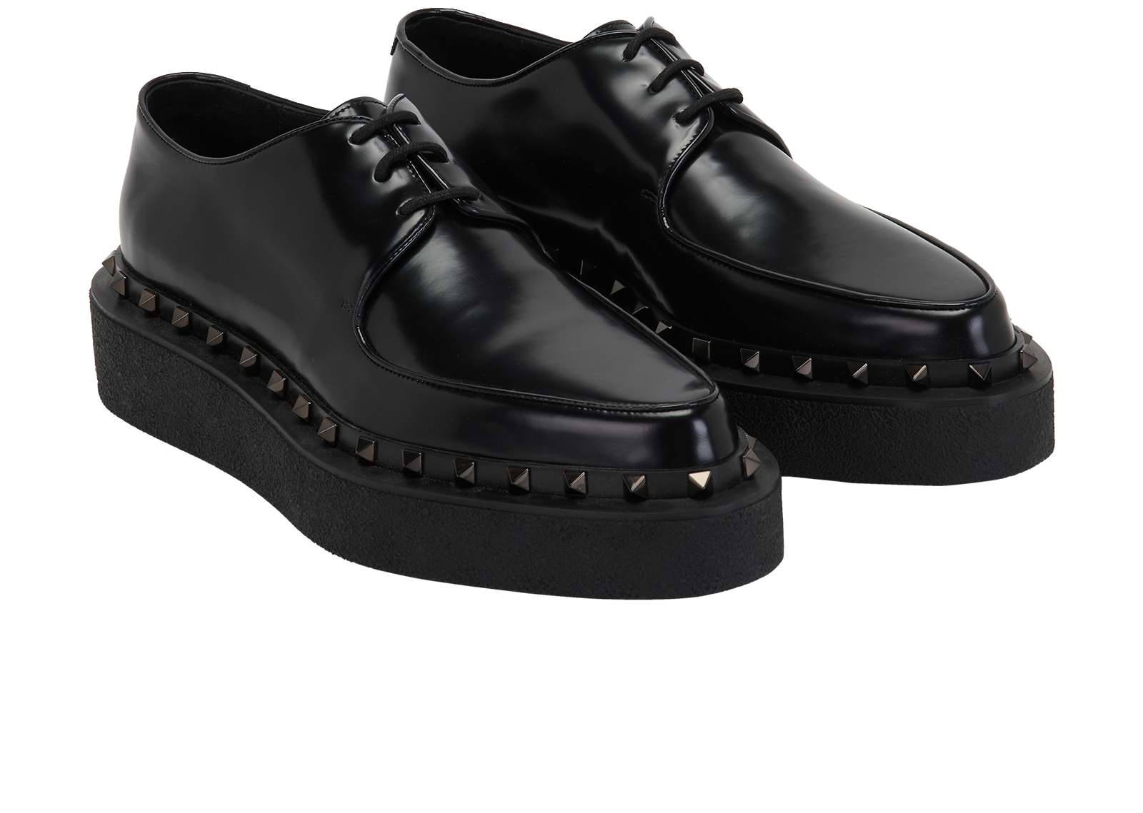 Valentino Rockstud M-Way Derby, &pound;210, Shoes, Black, Leather, Side view