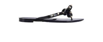 Valentino Bow Rockstud Slippers, front view
