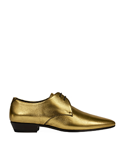 Saint Laurent Devil Derby Shoes, Leather, Gold, UK 5, B