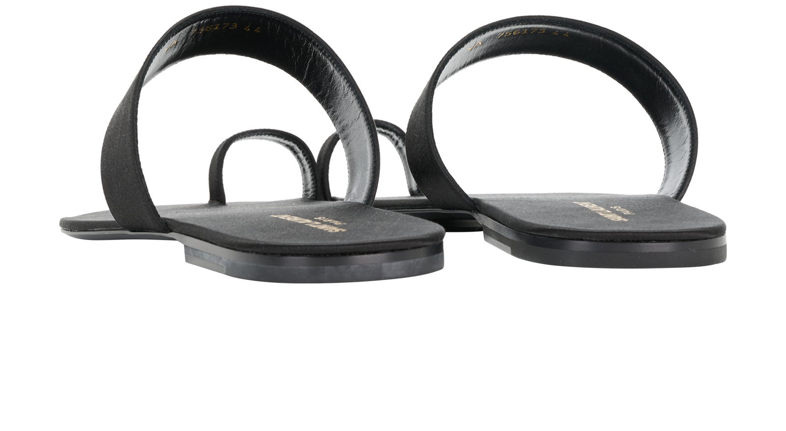 Saint Laurent Slides Sandals, &pound;195, Shoes, Black, Leather/Satin, Back view
