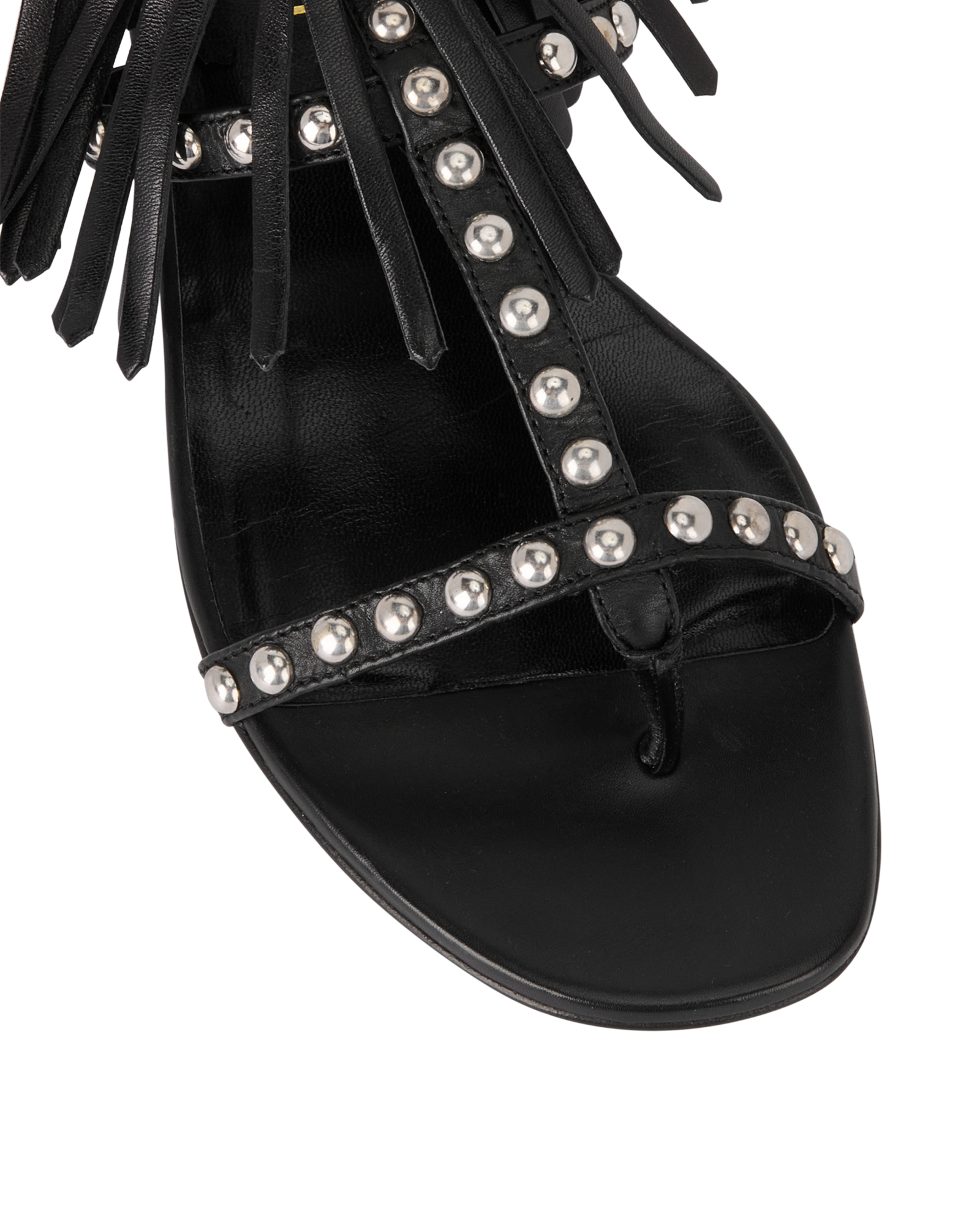 Saint Laurent Nu Pieds Fringe Studded Sandals, &pound;290, Shoes, Black, Leather, Other view
