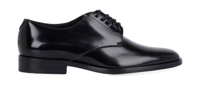Saint Laurent Wyatt varnished Derby Shoes, &pound;120, Shoes, Black, Leather, Front view