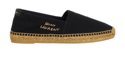 Saint Laurent Logo Embroidered Espadrilles, Mens, Canvas, Black, UK7,DB,3*