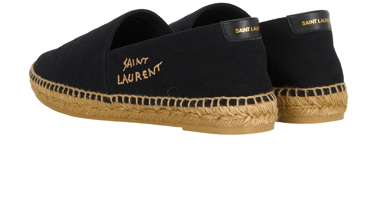 Saint Laurent Logo Embroidered Espadrilles, &pound;180, Shoes, Black, Canvas, Back view