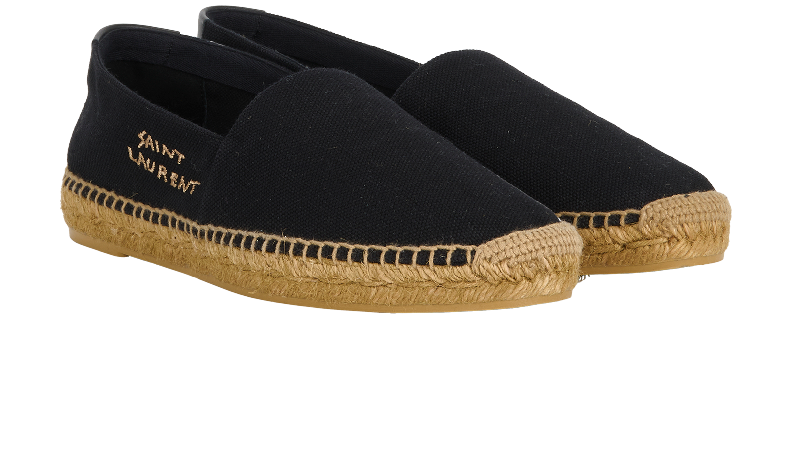 Saint Laurent Logo Embroidered Espadrilles, &pound;180, Shoes, Black, Canvas, Side view