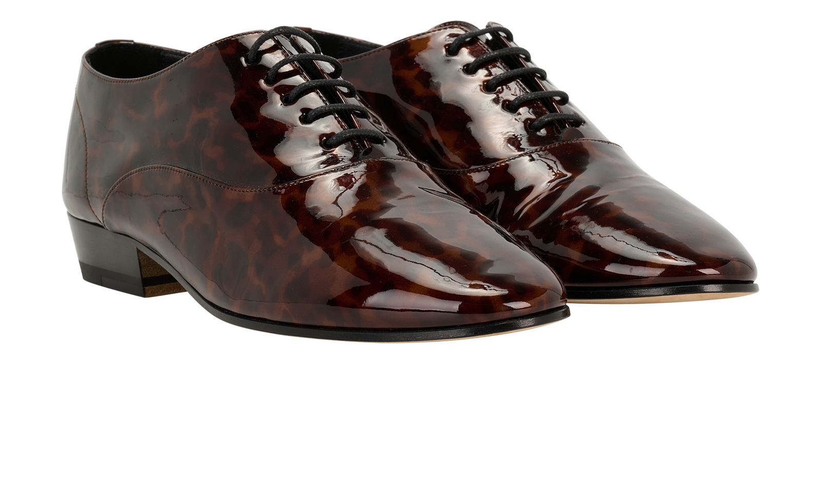 Saint Laurent Leon Derby Shoes, &pound;195, Shoes, Brown, Patent Leather, Side view