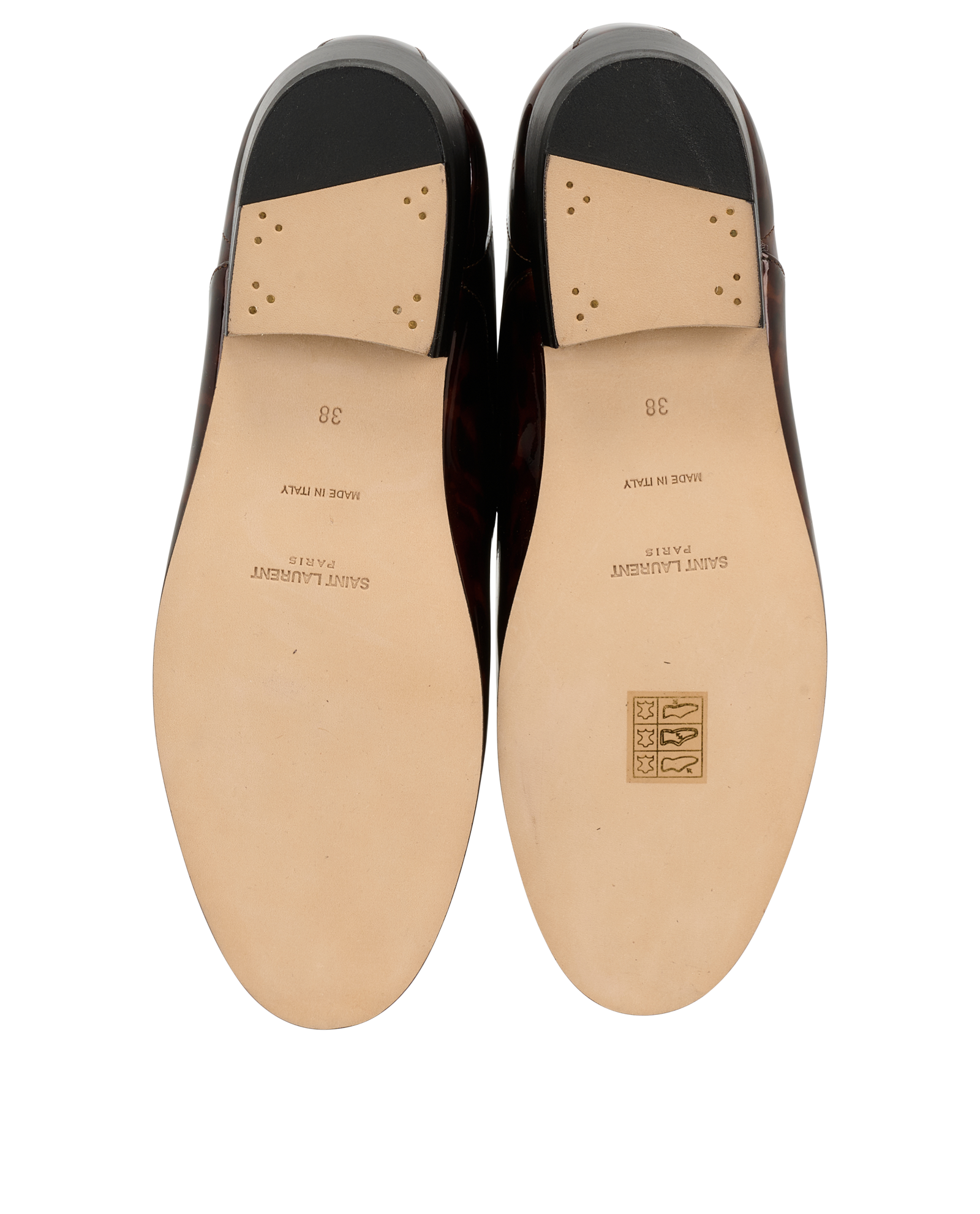 Saint Laurent Leon Derby Shoes, &pound;195, Shoes, Brown, Patent Leather, Top view