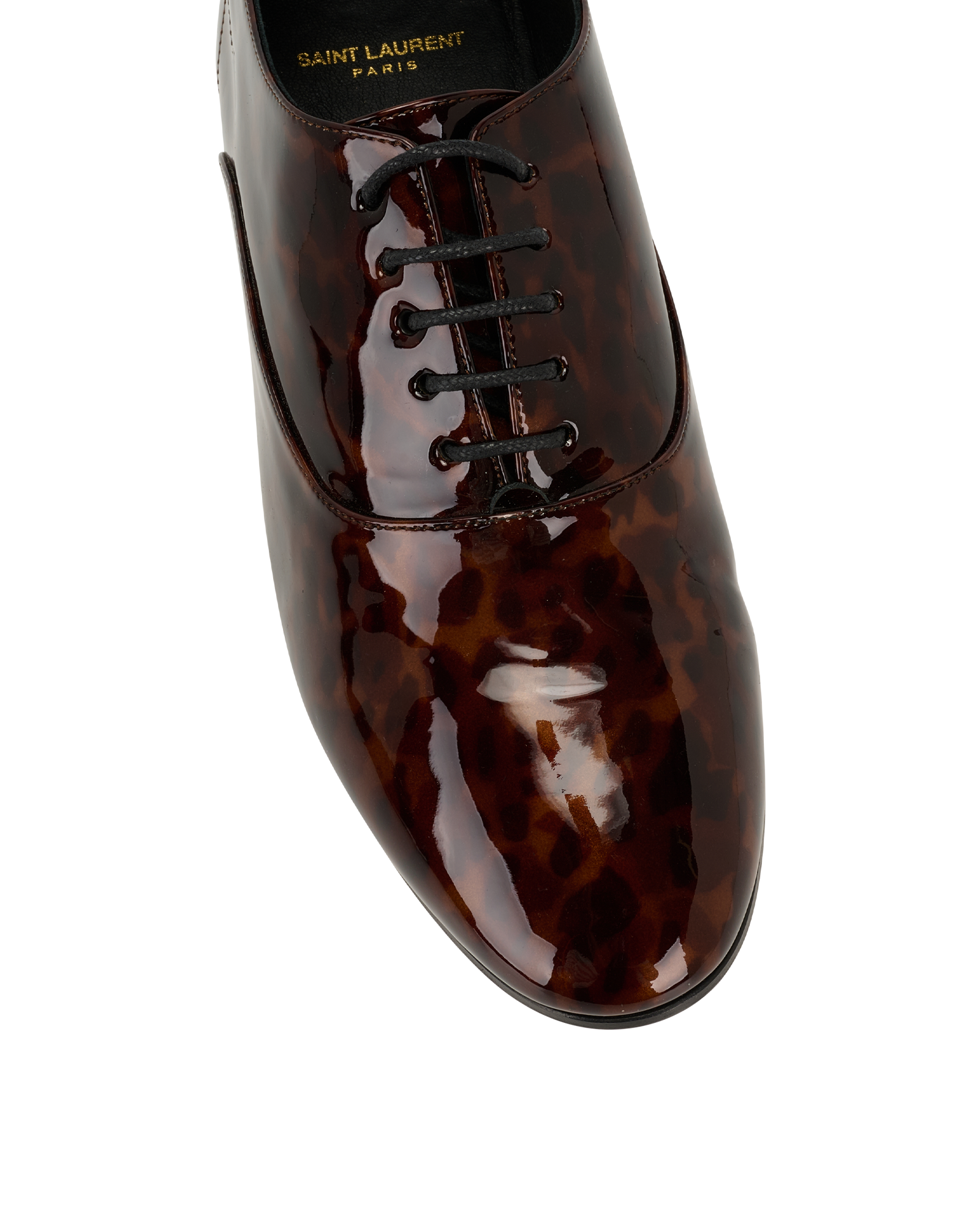Saint Laurent Leon Derby Shoes, &pound;195, Shoes, Brown, Patent Leather, Other view