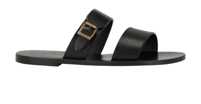 Saint Laurent IOS Buckle Sandals, &pound;350, Shoes, Black, Leather, Front view