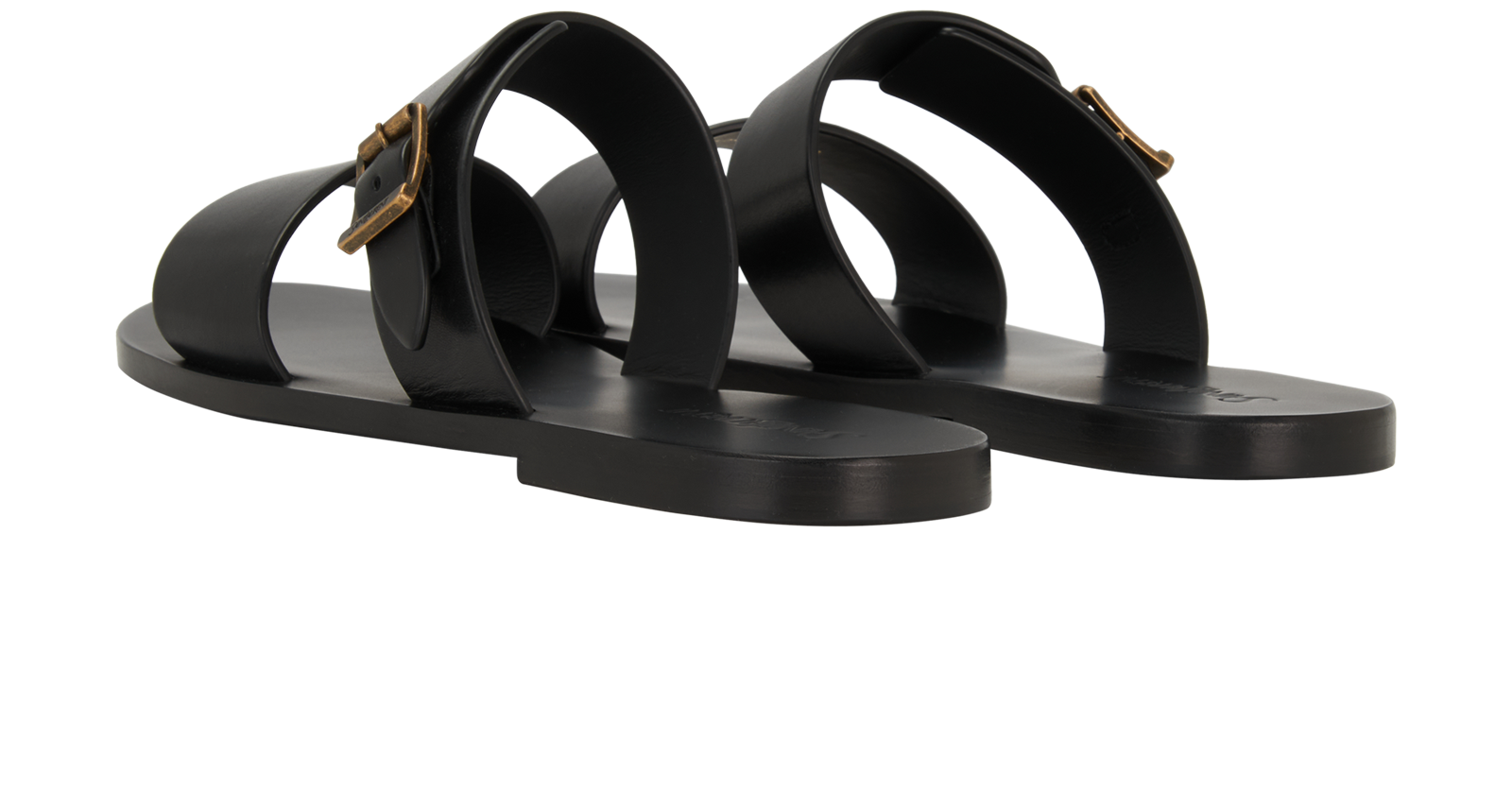 Saint Laurent IOS Buckle Sandals, &pound;350, Shoes, Black, Leather, Back view