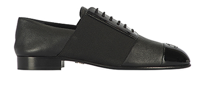 Chanel Lace Up Patent Cap Toe Shoes, front view
