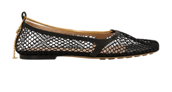 Bottega Veneta Stretch Chained Ballerina, Mesh/Leather, Black, UK6, DB, 3*