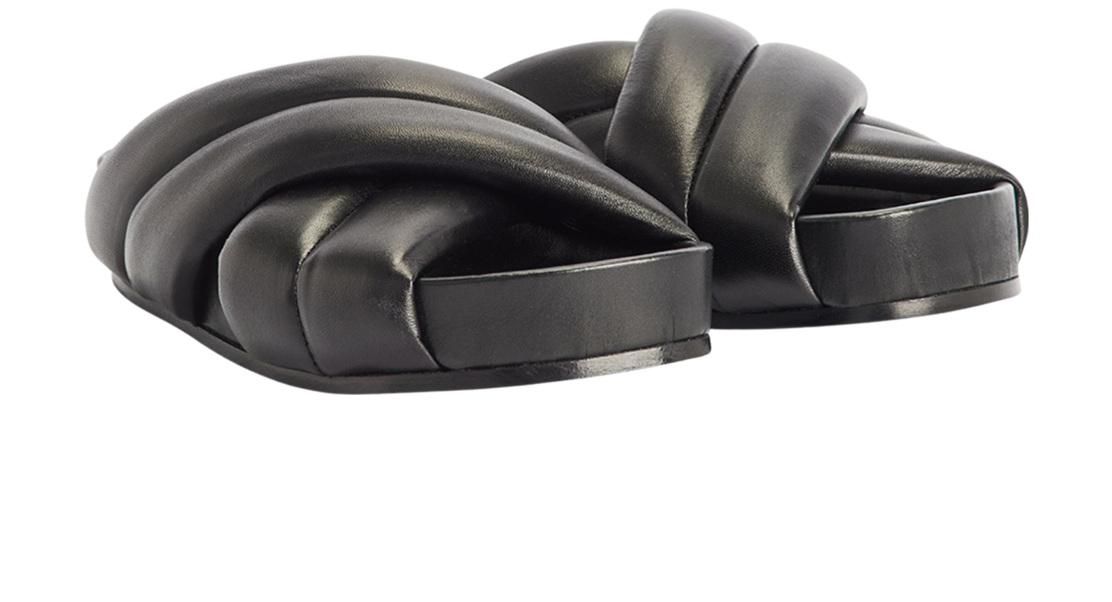 Jil Sander Nappa Thick Cross Strap Slide, &pound;40, Shoes, Black, Leather, Side view
