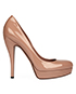 Gucci Nude Patent Leather Platform Heels, front view