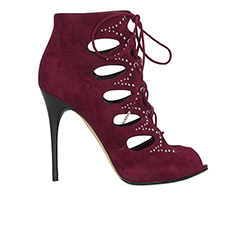 Alexander McQueen Cutout Lace Up Boots, Suede, Red, 3, DB/B, 4*