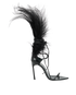 Saint Laurent Iris 105 Sandals, &pound;350, Shoes, Black, Feathers/Leather, Front view