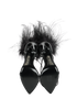 Saint Laurent Iris 105 Sandals, &pound;350, Shoes, Black, Feathers/Leather, Top view