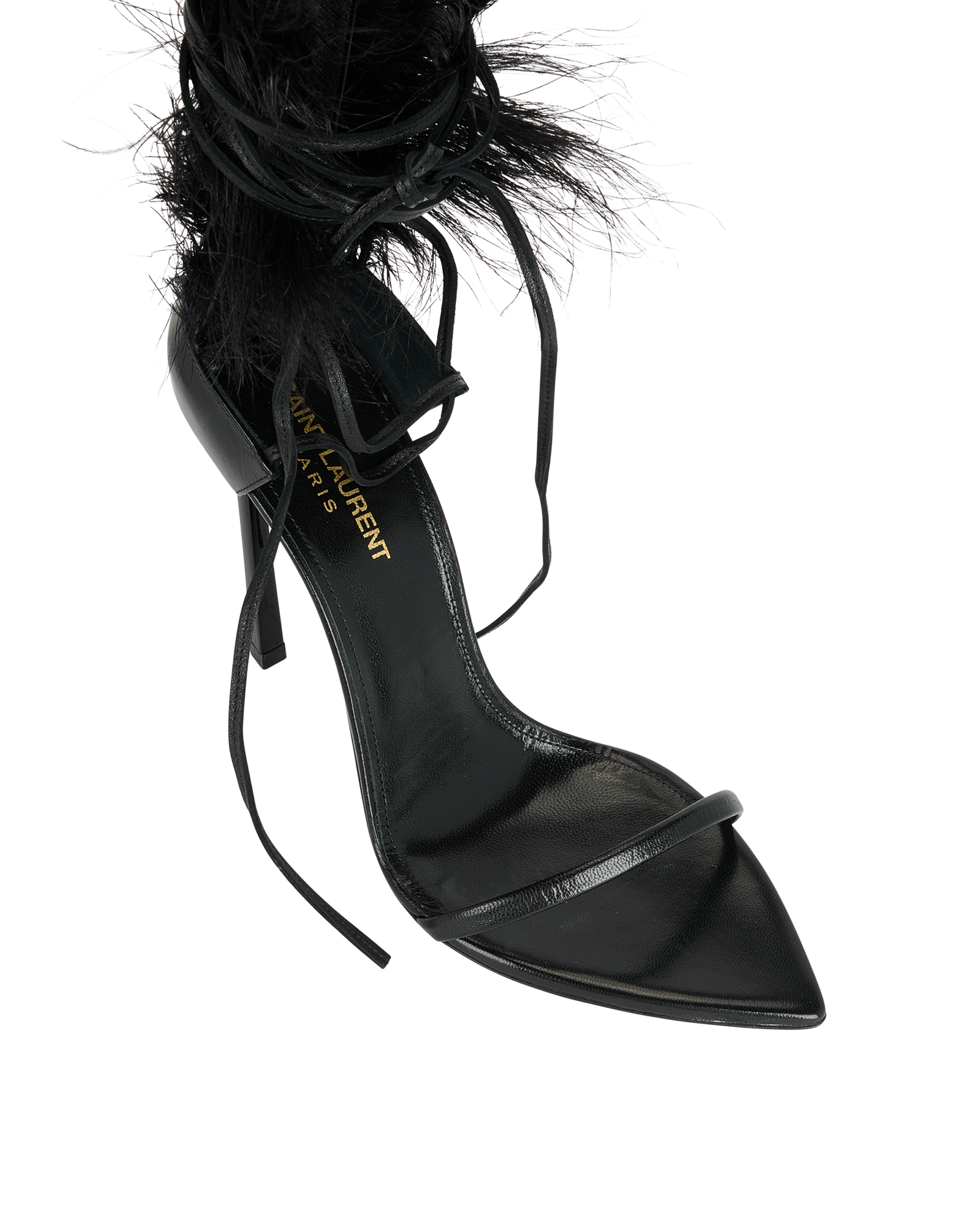 Saint Laurent Iris 105 Sandals, &pound;350, Shoes, Black, Feathers/Leather, Other view