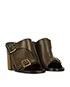 Chloe Khaki Buckle Leather Mules, side view