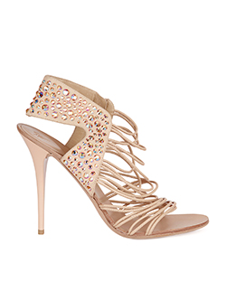 Giuseppe Zanotti Crystal Strappy Sandals, Suede/Leather, Nude,7, 3*