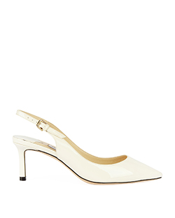 Jimmy Choo Erin 60 Patent Leather Slingback Pumps, Leather, White, UK 1