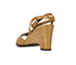 Louis Vuitton Tan Leather Wedge Sandals, back view