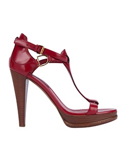 Ralph Lauren T Bar Sandals, Leather, Red, B/DB, UK 7.5