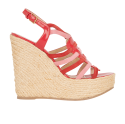 Saint Laurent Heeled Espadrilles UK5, Raffia/Leather, Red, 3*