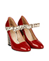 Gucci Red Nimue Snakeskin Mary Jane Pumps, side view