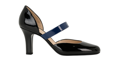 Bottega Veneta Mary Jane Pumps, &pound;120, Shoes, Black/Blue, Patent Leather, Front view