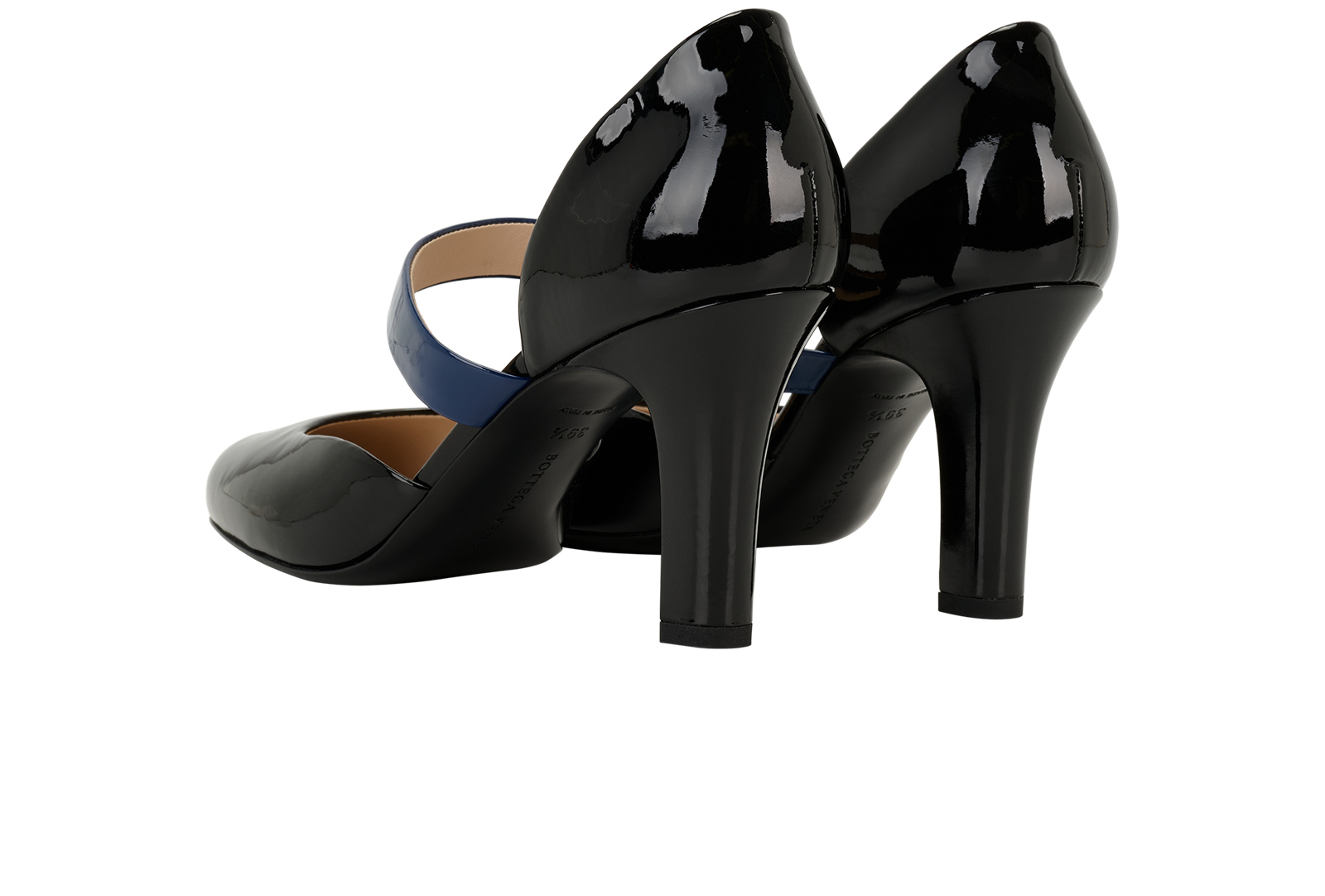 Bottega Veneta Mary Jane Pumps, &pound;120, Shoes, Black/Blue, Patent Leather, Back view