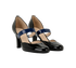 Bottega Veneta Mary Jane Pumps, &pound;120, Shoes, Black/Blue, Patent Leather, Side view