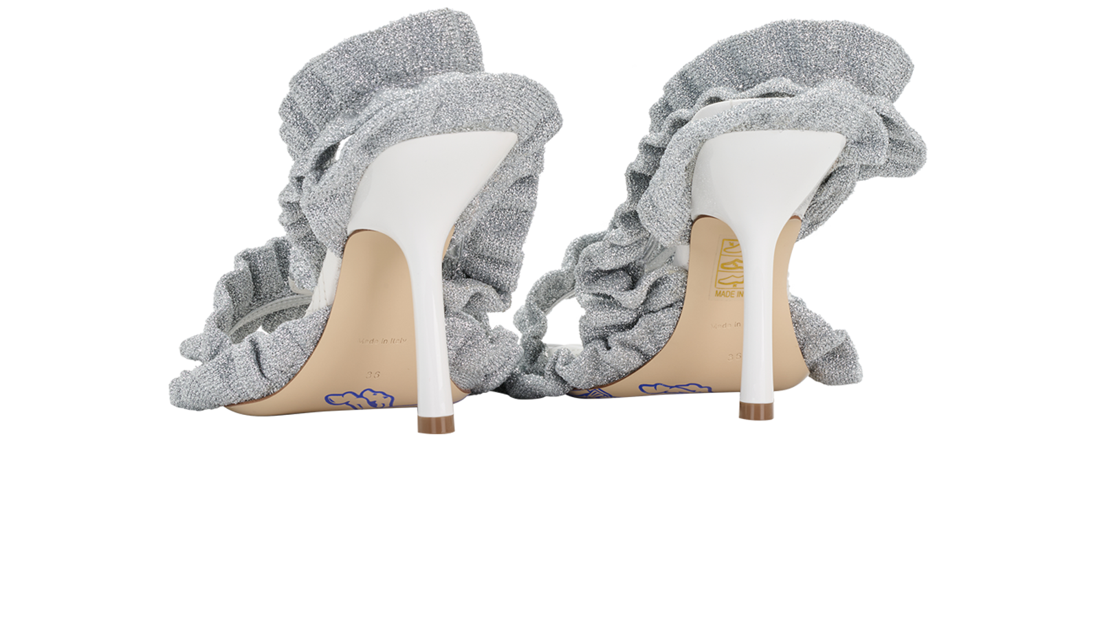 Burberry Metallic Sandals, &pound;150, Shoes, Silver, Fabric, Back view