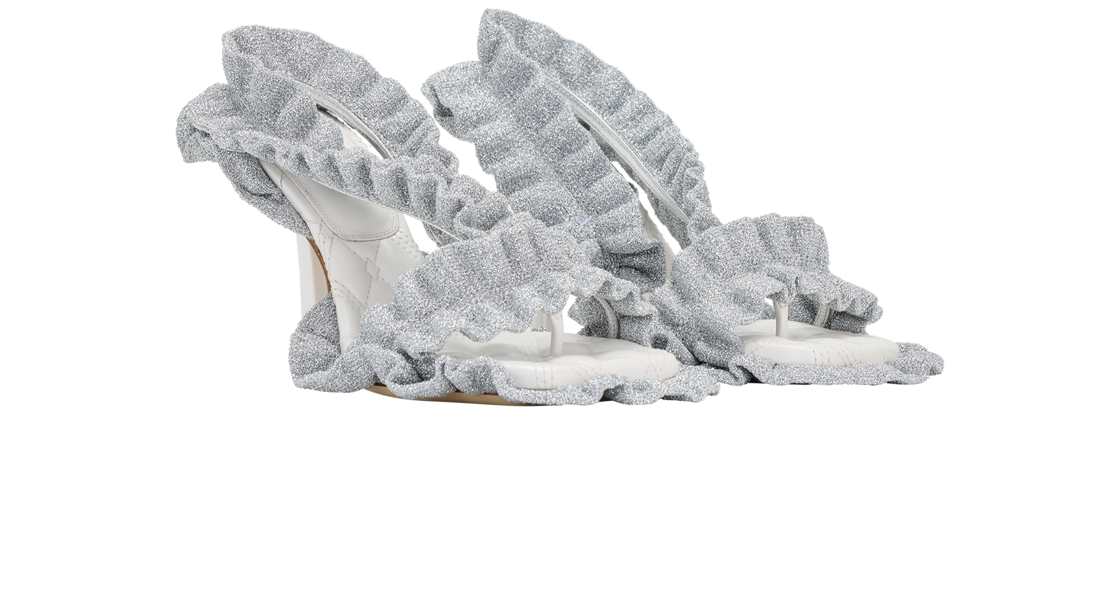 Burberry Metallic Sandals, &pound;150, Shoes, Silver, Fabric, Side view