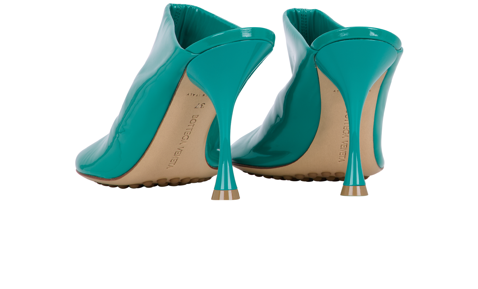 Bottega Veneta Supergloss Dot Pumps, &pound;220, Shoes, Green, Patent Leather, Back view