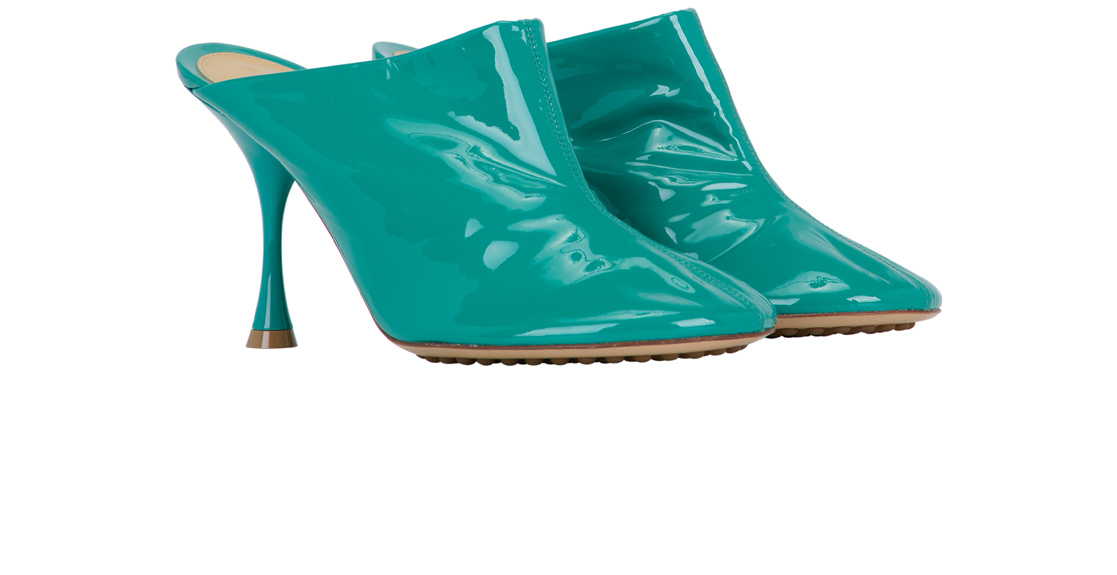 Bottega Veneta Supergloss Dot Pumps, &pound;220, Shoes, Green, Patent Leather, Side view
